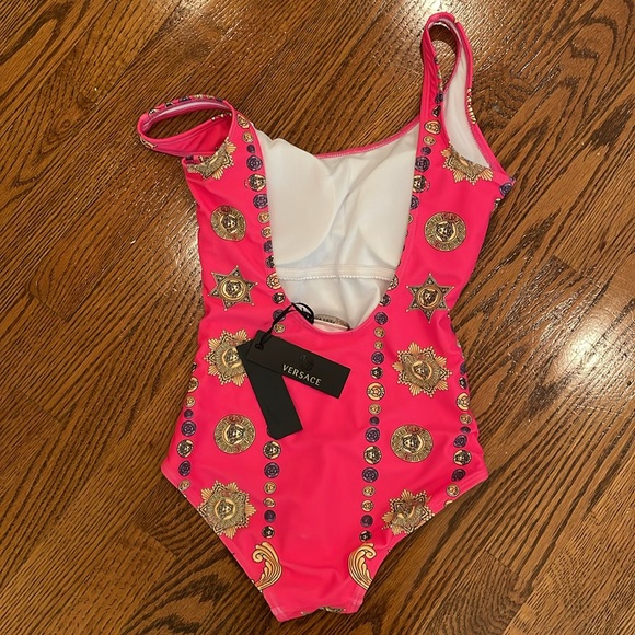 Versace NEW pink Medusa tank one piece swim suit sz S - Picture 2 of 5